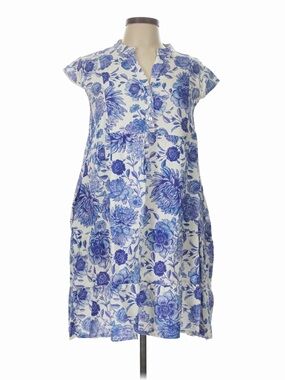 Blue Floral Cap-Sleeve Women’s Dress
